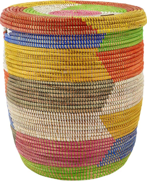 Panier tressé Africain Fulani (85L) en herbe et plastique recyclé – Image 23