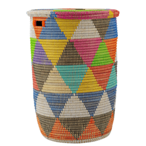 Panier tressé multiusage Fulani (85L) en herbe et plastique recyclé